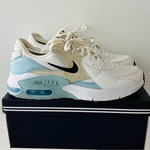 These sneakers are Nike Air Max Excee in the White Ocean Bliss colorway
